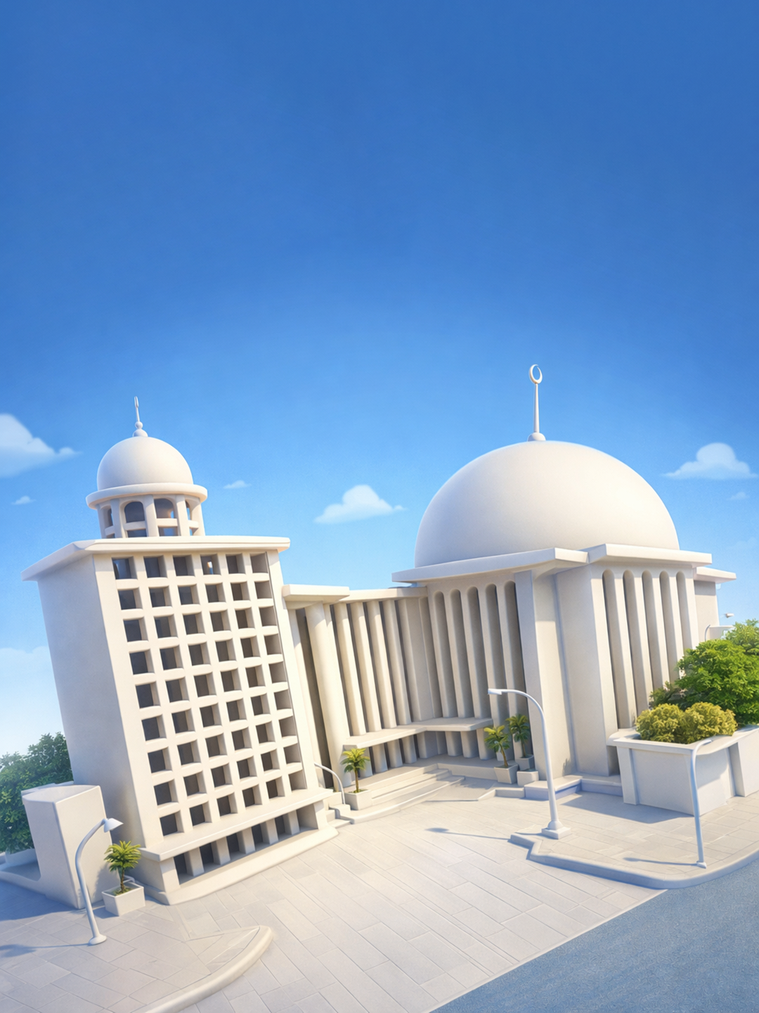 Arsitektur masjid dengan suasana yang tenang
